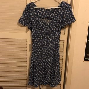 Blue and White Floral Button Down Dress